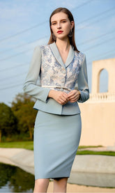 Skyline Grace Lace-Paneled Blazer Skirt Suit